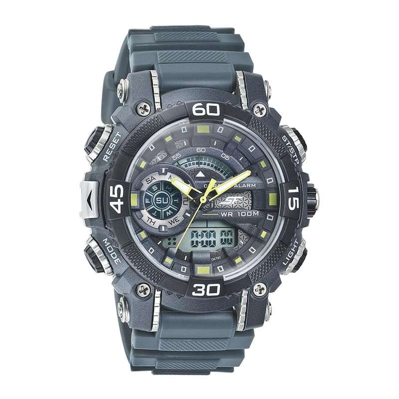 Sonata Men Textured Dial & Synthetic Straps Analogue and Digital Watch NP77070PP07