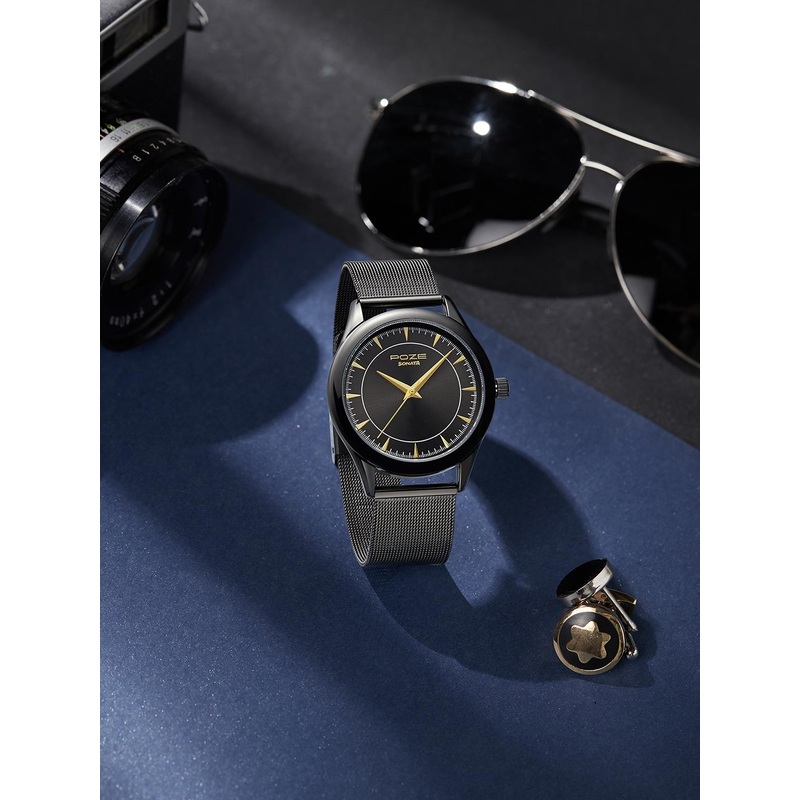 Sonata Poze Men Brass Dial & Straps Analogue Watch SP70020NM01W