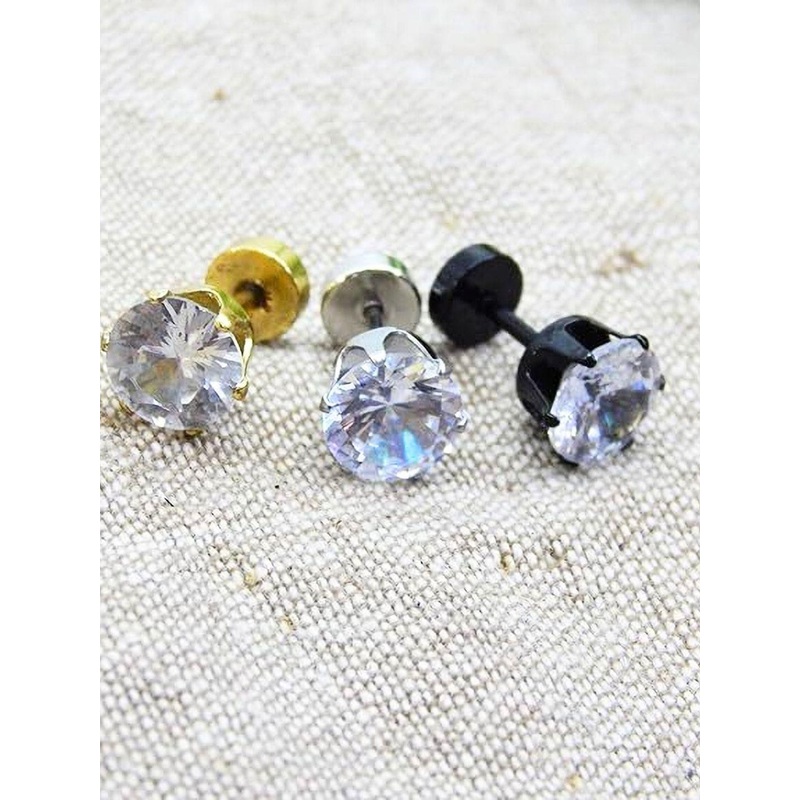 The Roadster Lifestyle Co. Men Set Of 3 Stainless Steel Single Ear Studs