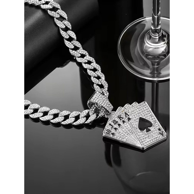 VAGHBHATT Men Stainless Steel Rhinestones Studded Pendant With Necklace