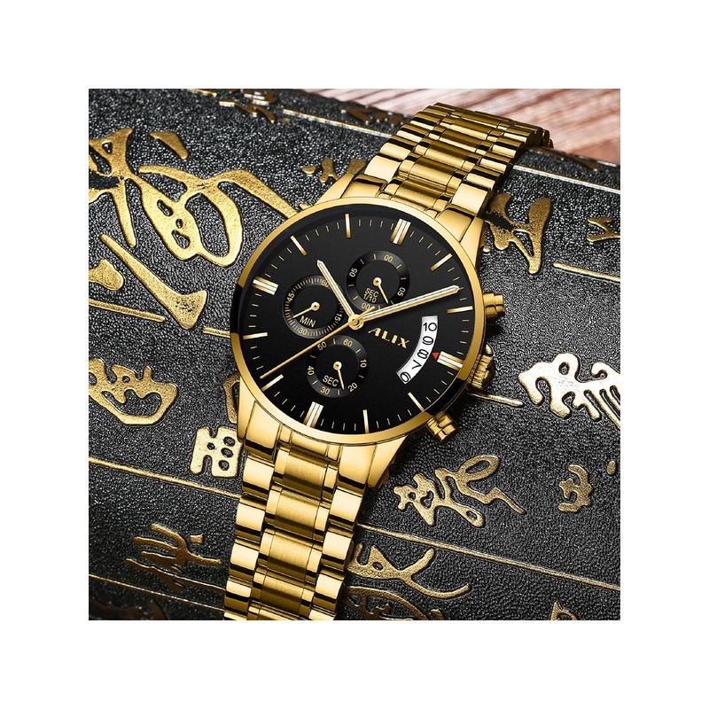 ALIX Men Dial & Stainless Steel Bracelet Style Straps Analogue Chronograph Watch AL2309 GBB
