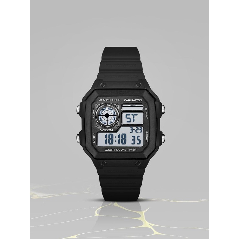 CARLINGTON Unisex Dial & Straps Digital Multi Function Watch Endurance 9079 Black