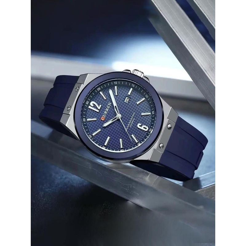 Curren Men Brass Dial & Bracelet Style Straps Analogue Watch CR-8467-Blue