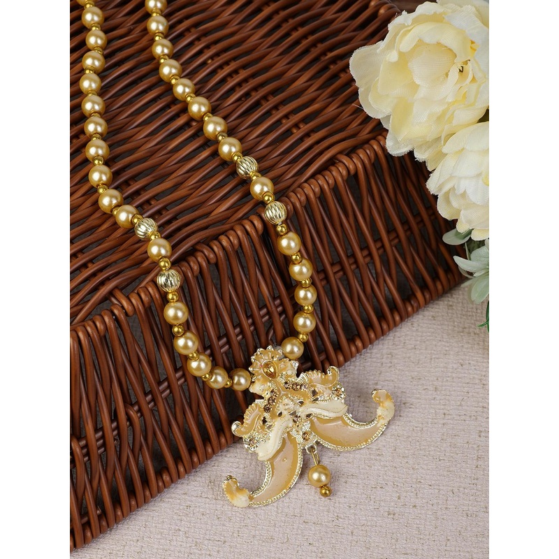 JIYANSHI FASHION Men Gold-Plated Artificial Stones Studded And Beaded Layered Necklace