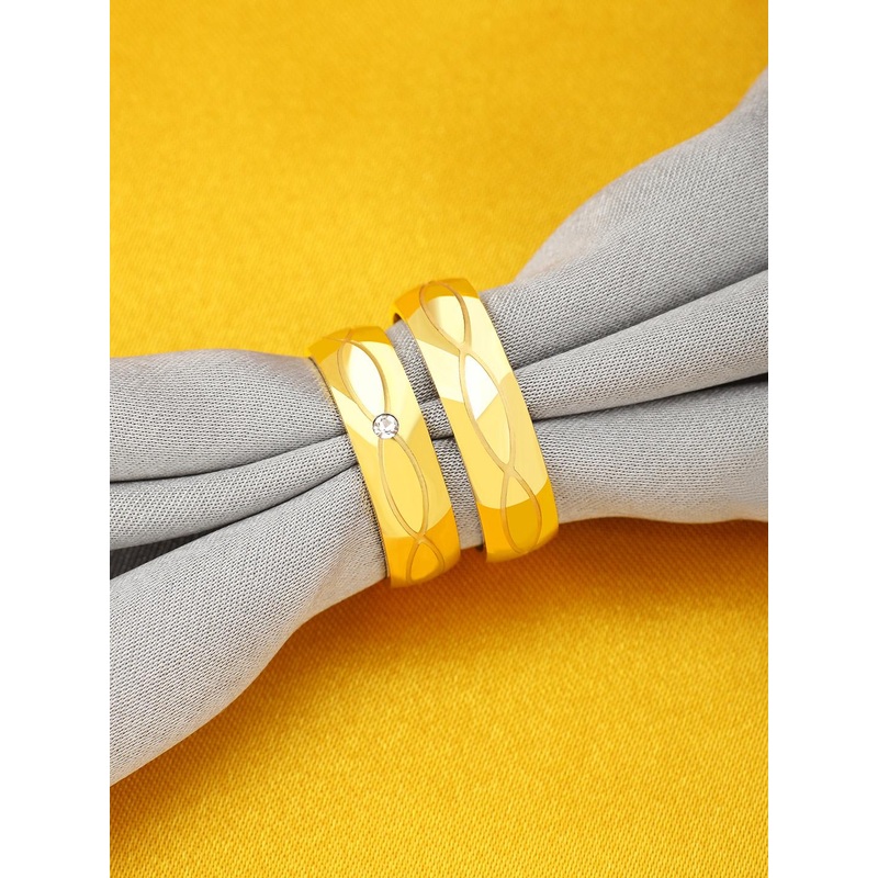Peora Unisex Set of 2 Gold-Plated Band Rings