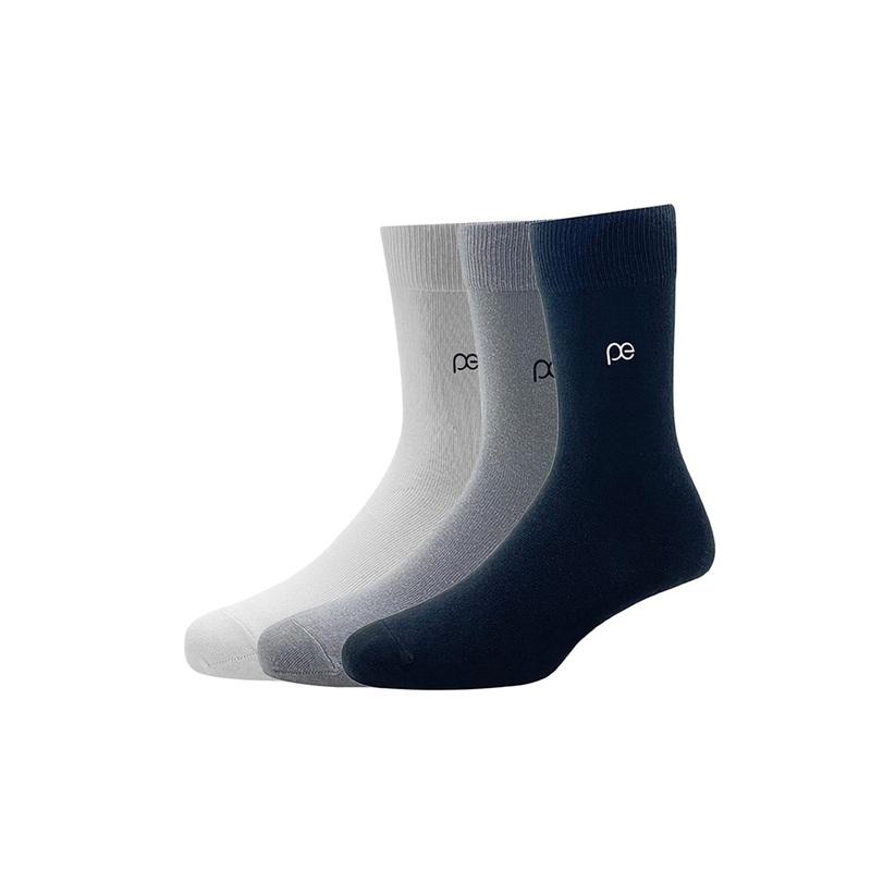 Peter England Men Pack of 3 White & Grey Calf Length Socks
