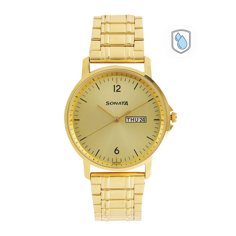 Sonata Essentials Men Gold Analogue watch NL77083YM03