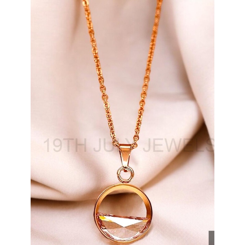 19TH JULY JEWELS Unisex Rose Gold-Plated Necklace With Circular Pendant