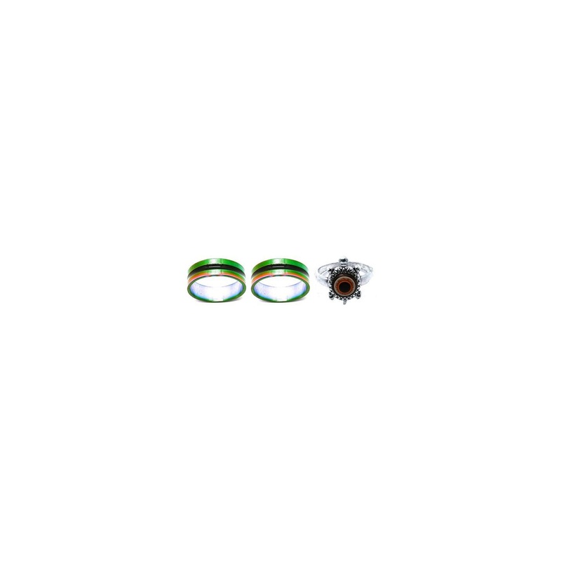 Dynamic Retail Global Set of 3 Rings for Men & Women, Multicolor-Red Alloy Ring ()