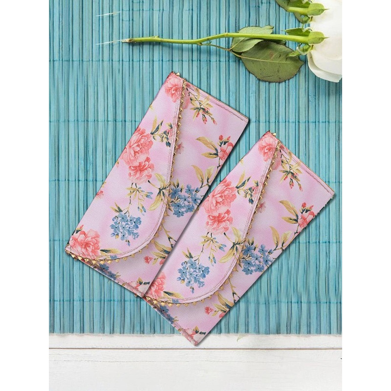 Kuber Industries Set Of 4 Floral Printed Envelopes For Gifting Money With Button