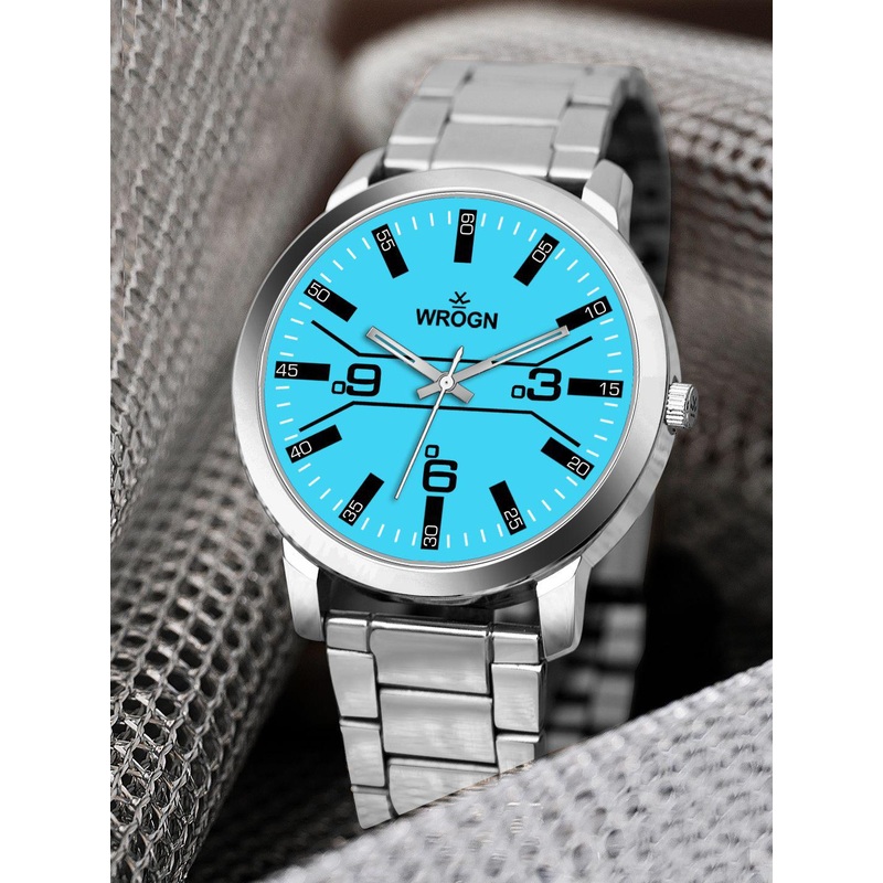 WROGN Men Printed Dial & Stainless Steel Straps Analogue Watch HOBWRG041SBL