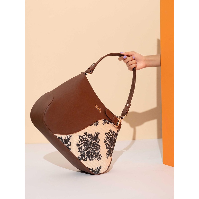 Alt by Zouk  Ira Mughal Motif Textured Structured Handheld Bag