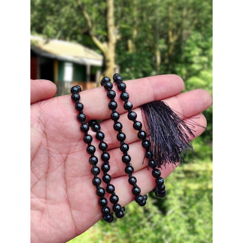 Apnisanskriti Unisex Black Onyx Shine Stone Mala