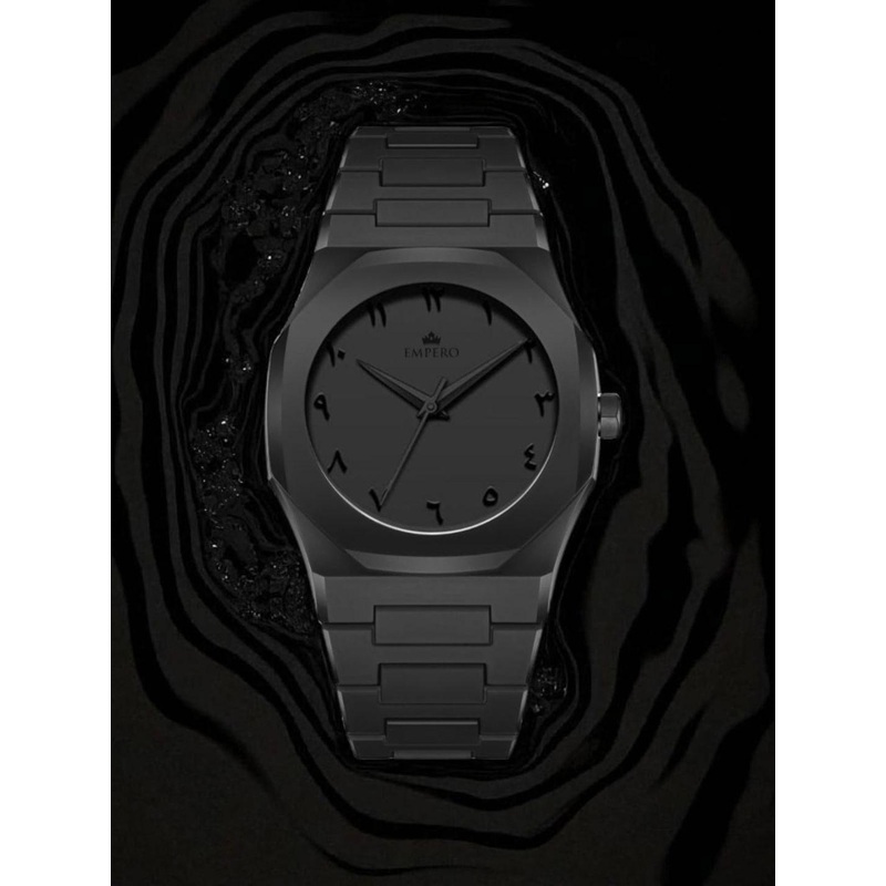 EMPERO Unisex Brass Dial & Bracelet Style Straps Analogue Watch DM01 Full Black