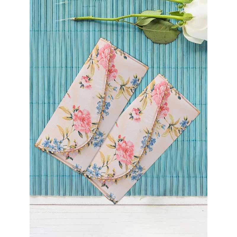 Kuber Industries Set Of 5 Floral Printed Envelopes For Gifting Money With Button