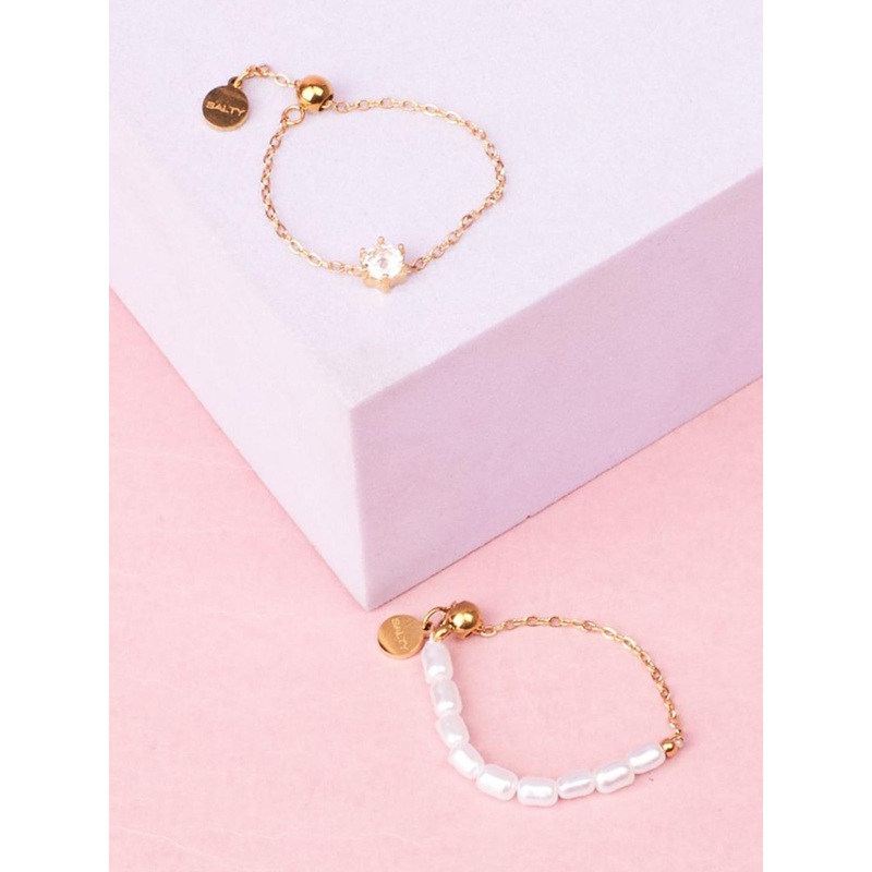 SALTY Set Of 2 Champagne Self-Love & Pearlescent Ring