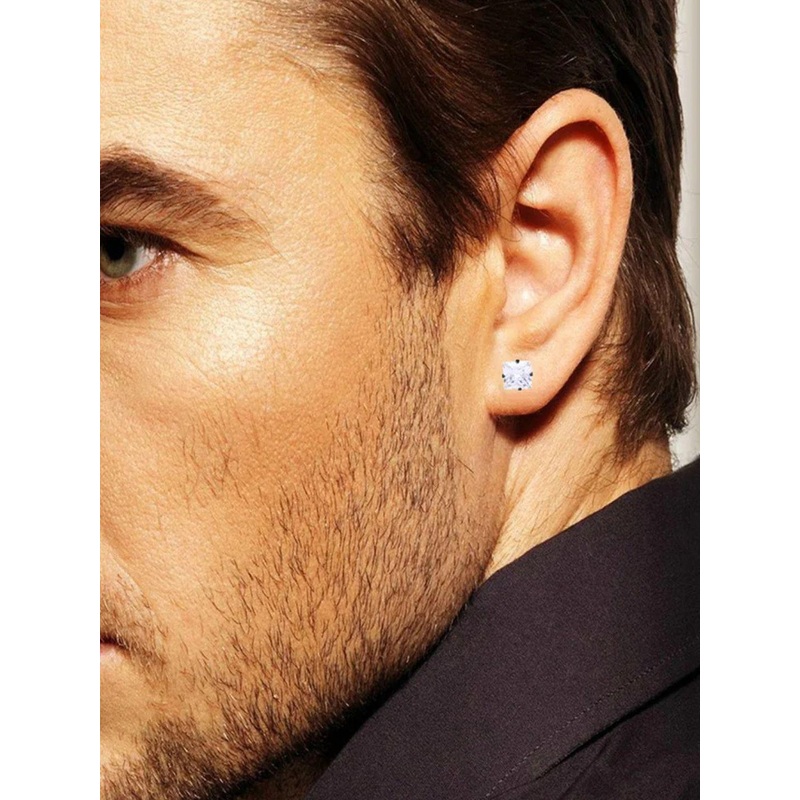 The Roadster Lifestyle Co. Men Stainless Steel Cubic Zirconia Studded Studs