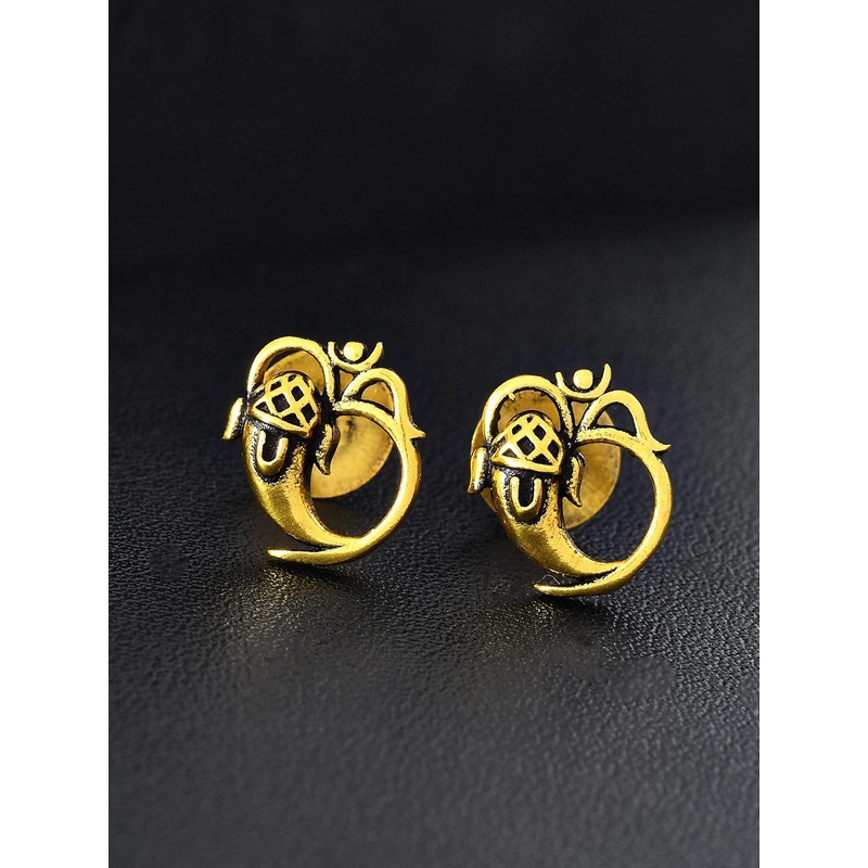 Voylla Men Gold-Plated The Ganesha Grace Quirky Shaped Studs Earrings