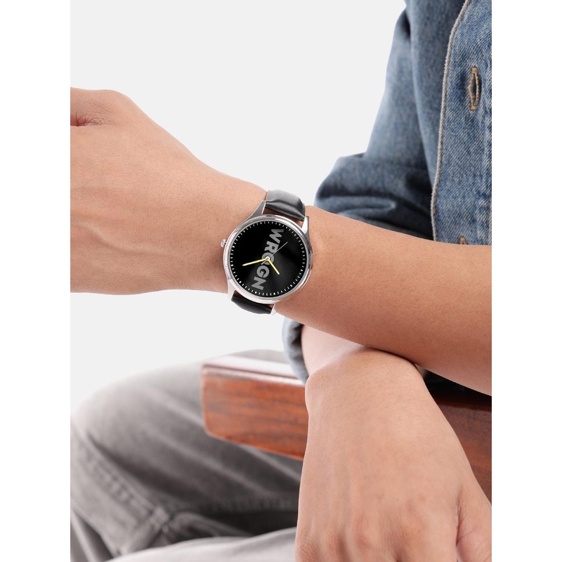 WROGN Men Brass Printed Dial & Leather Straps Analogue Chronograph Watch