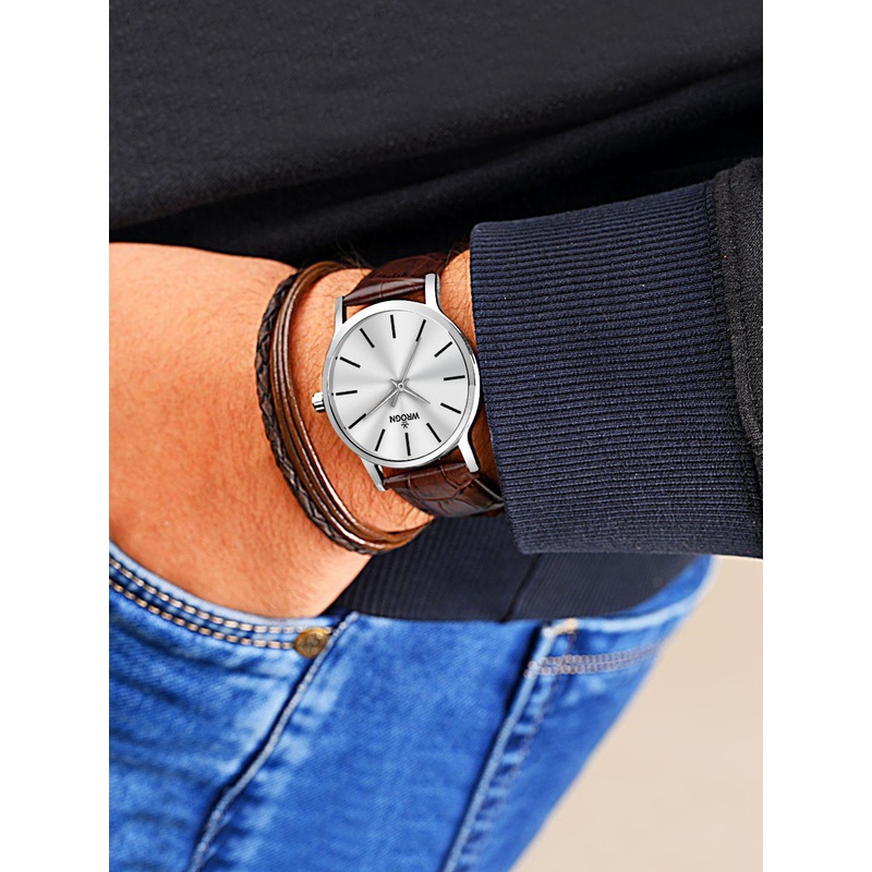 WROGN Men Dial & Leather Straps Analogue Watch WRNWJ25 Set-17