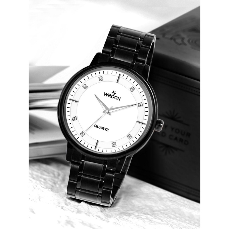 WROGN Men Embellished Dial & Stainless Steel Style Straps Analogue Watch HOBWRG0471