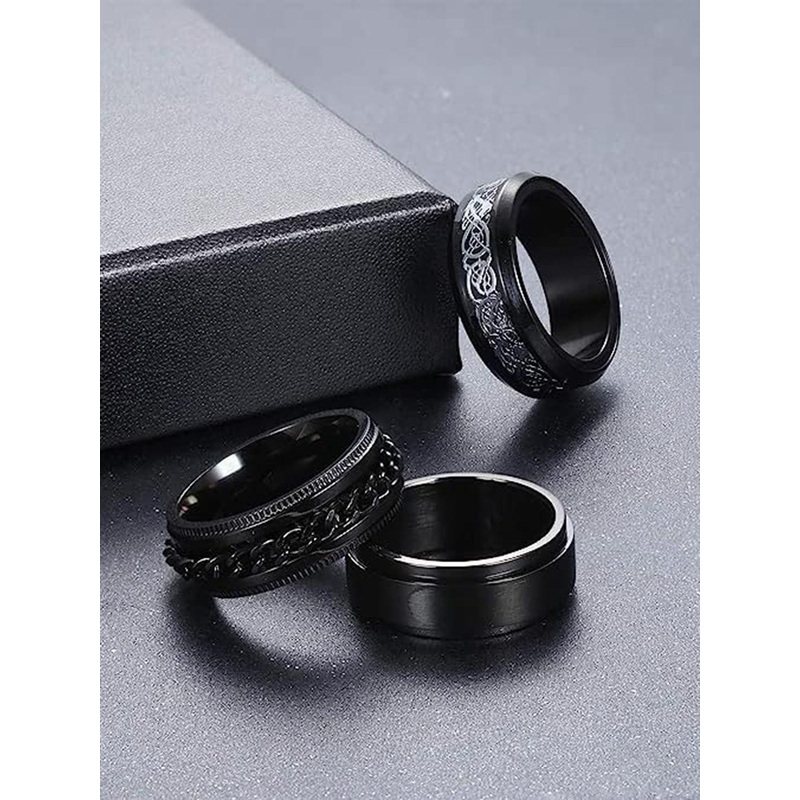 MEENAZ Set Of 3 Finger Rings