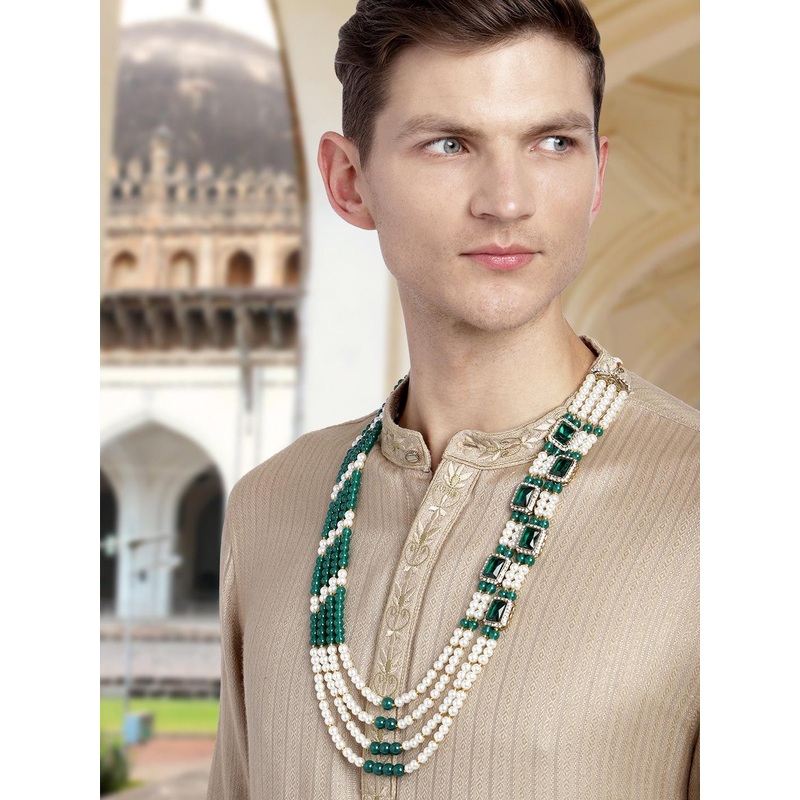 Peora Men Gold-Plated Beaded Necklace