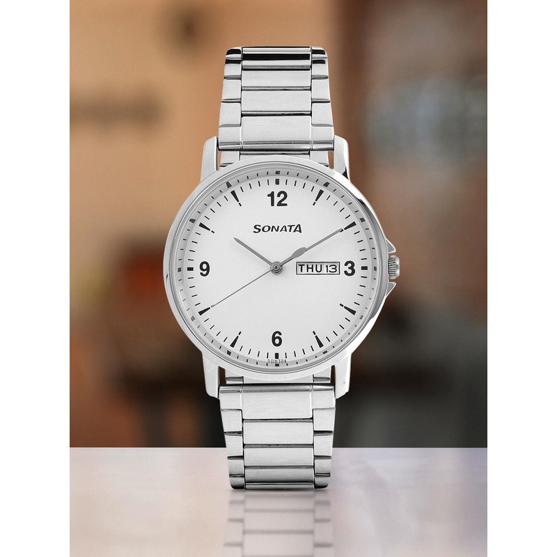 Sonata Essentials Men White Analogue watch NL77083SM01