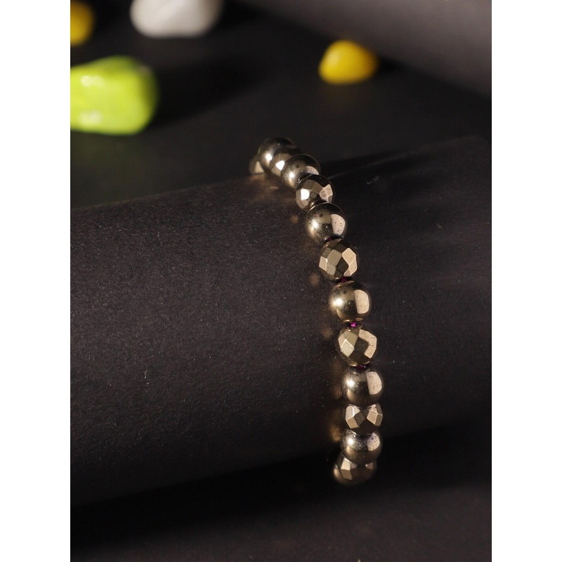 TAG 7 Natural Stone Pyrite Elasticated Slip-On Bracelet