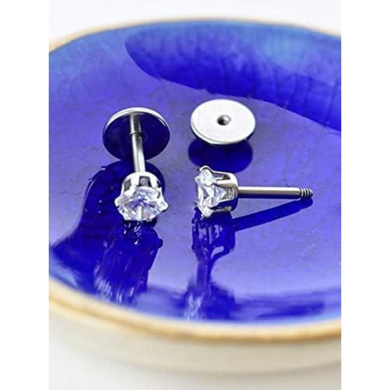 The Roadster Lifestyle Co. Men Stainless Steel CZ Studded Contemporary Studs