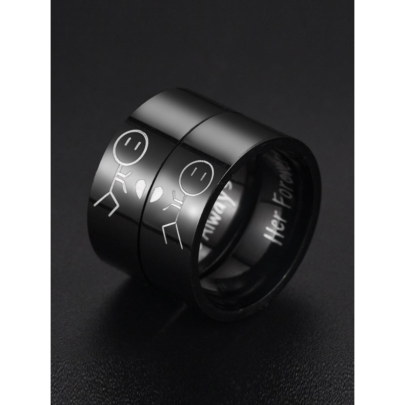 UNIVERSITY TRENDZ Set Of 2 Rhodium-Plated Designed Couple Finger Rings