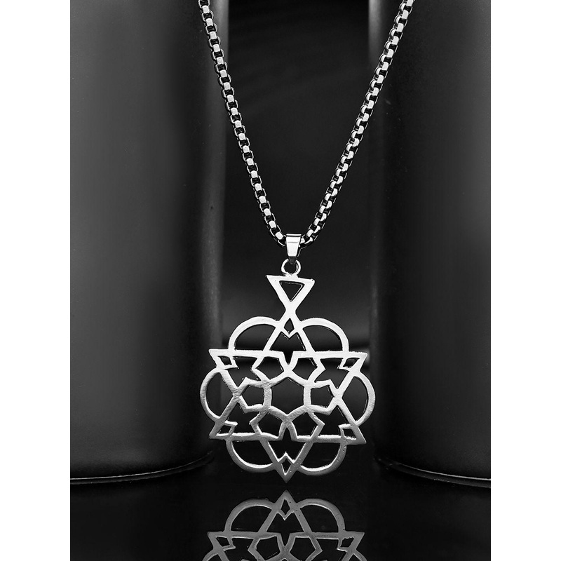 Voylla Men Rhodium-Plated Eclipse Geometric Pendant With Chain
