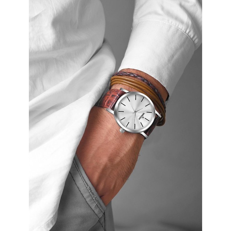 WROGN Men Patterned Dial & Leather Straps Analogue Watch WRNWJ24 Set-12