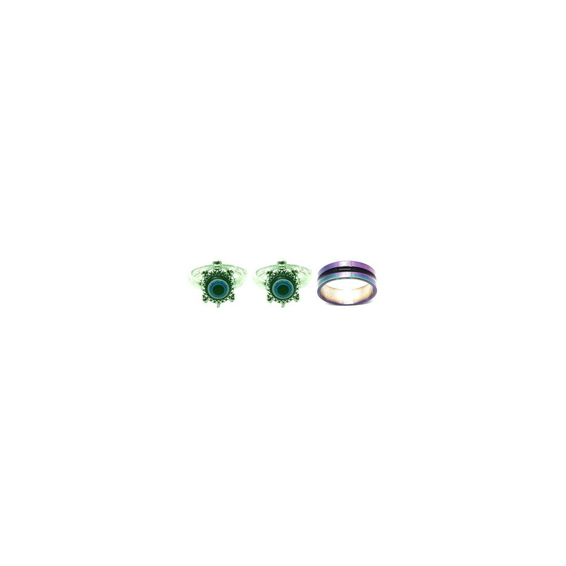Dynamic Retail Global Set of 3 Rings for Men & Women, Green-Multicolor Alloy Ring ()