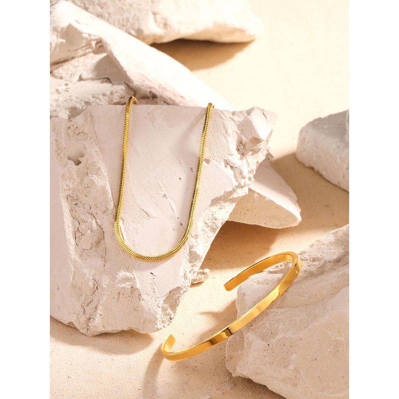 Yellow Chimes Men Set of 2 Gold Plated Stainless Steel Cuff Bracelet