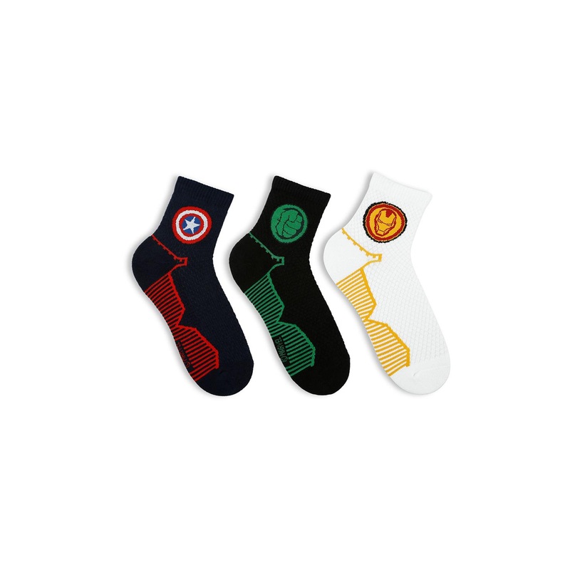 Balenzia x Marvel Men Pack Of 3 Captain America & Hulk Ankle Patterned Ankle-Length Socks