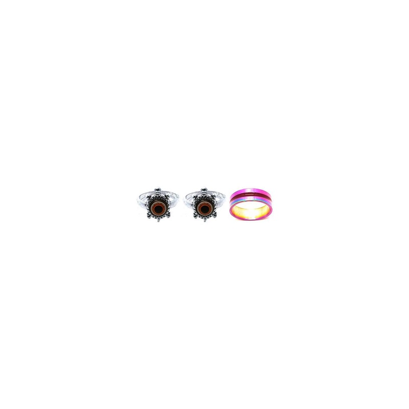 Dynamic Retail Global Set of 3 Rings for Men & Women, Red-Purple Alloy Ring ()