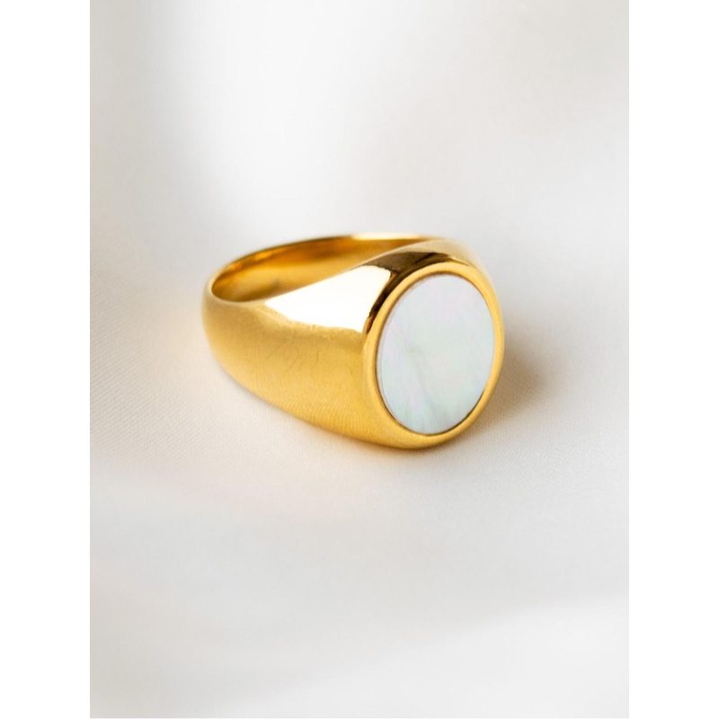 VIARI ACCESSORIES Gold-Plated & Artificial Stone-Studded Adjustable Finger Ring