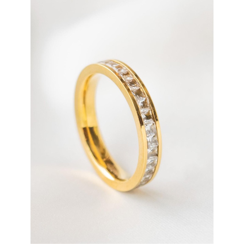 VIARI ACCESSORIES Gold-Plated & Artificials Stone-Studded Adjustable Finger Ring