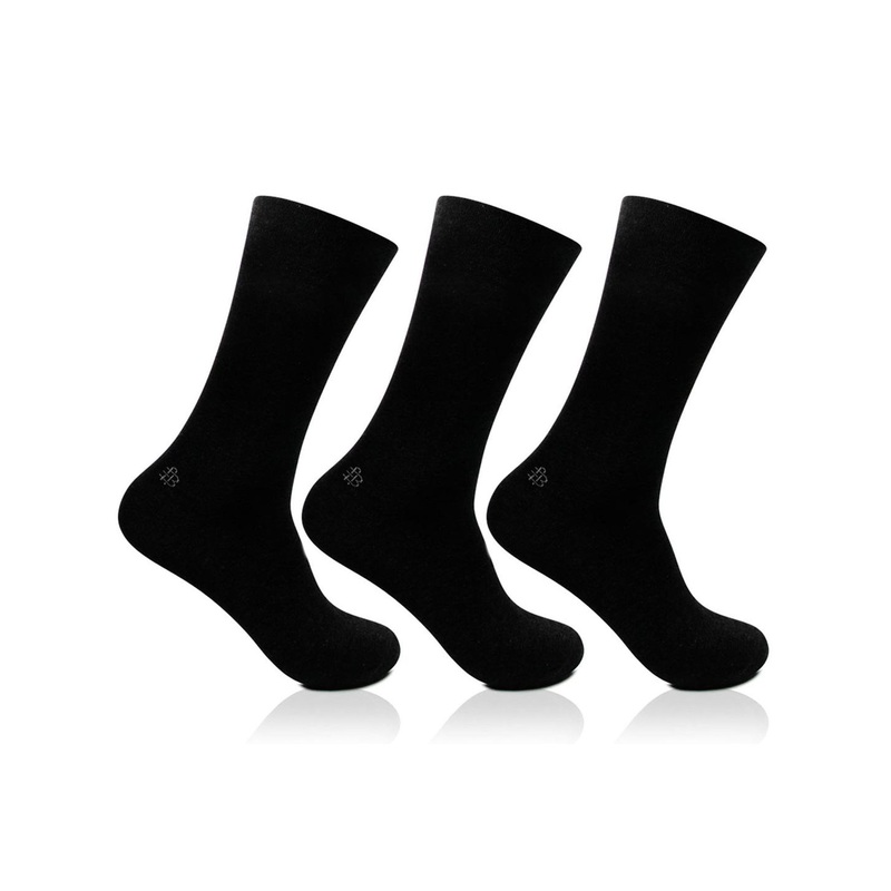 Bonjour Men Pack of 3 Black Solid Calf-Length Socks