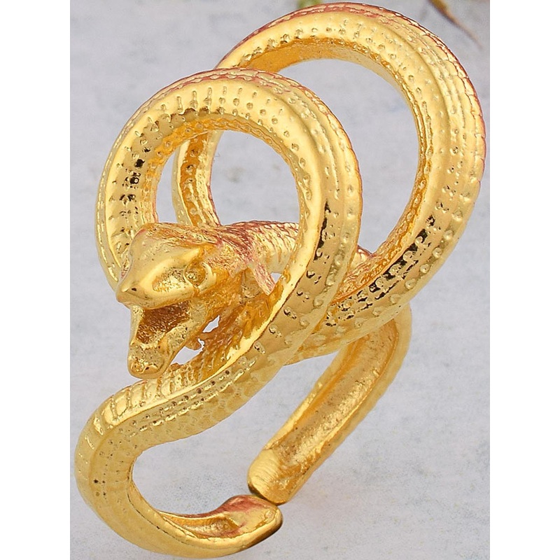 Brass Goldplated Adjustable Size Coiled Cobra Serpent Snake  Fingerring Women