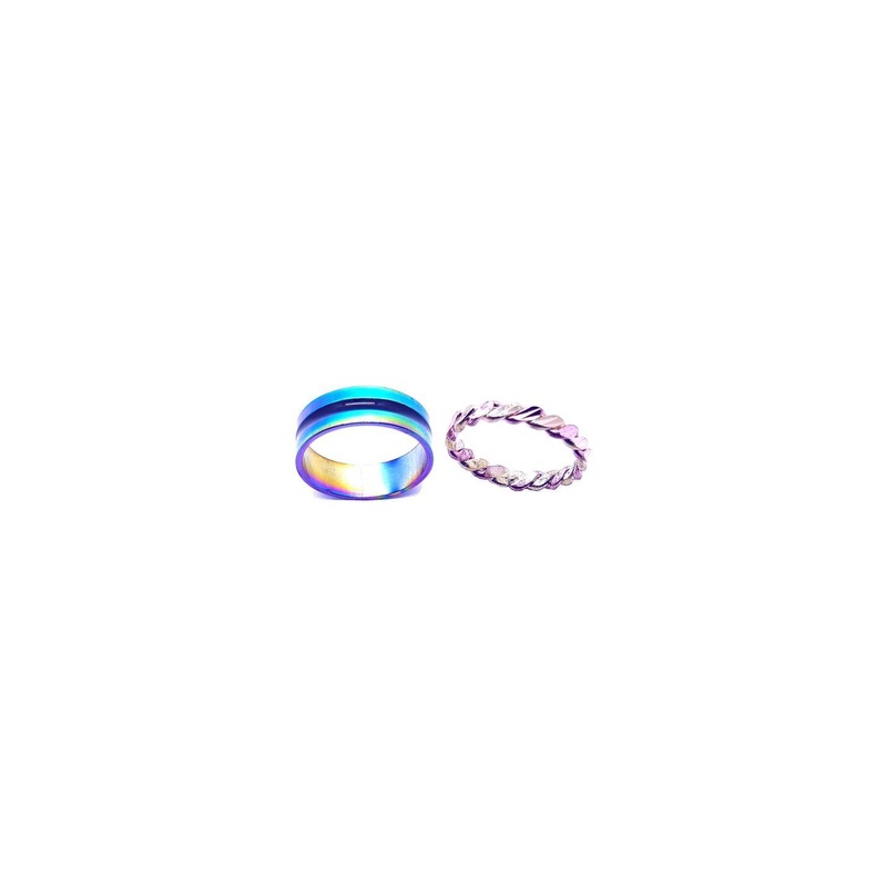 Dynamic Retail Global Unisex Set of 2 Multi Rings
