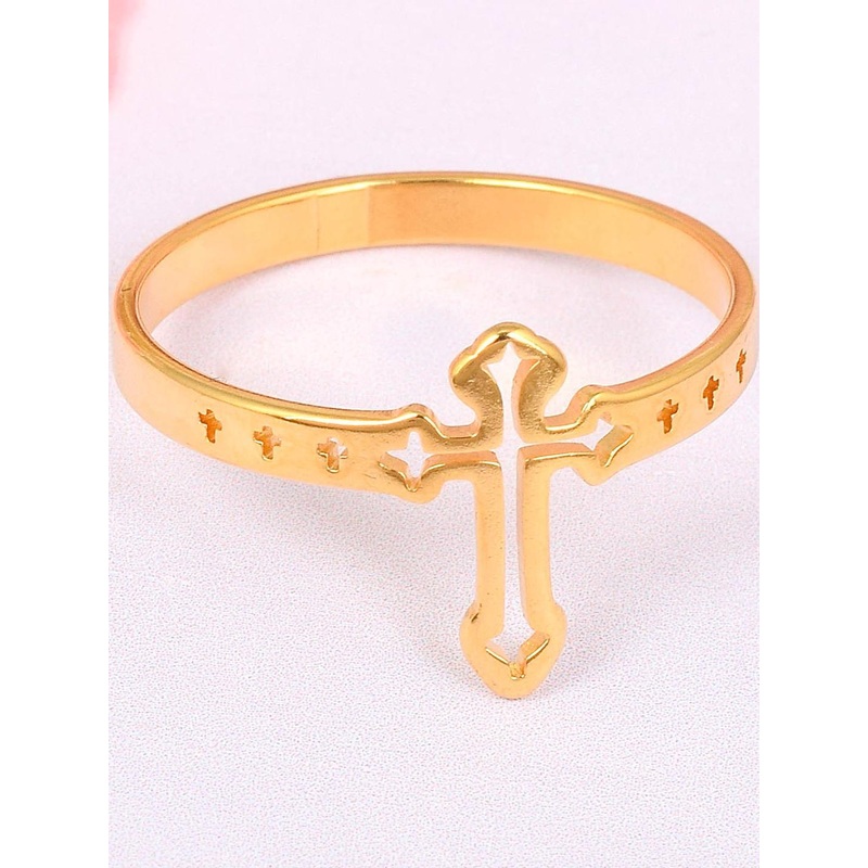 Brass Goldplated Jesus Crucifix Cross Fingerring Christian Jewellery Finger ring Men Women