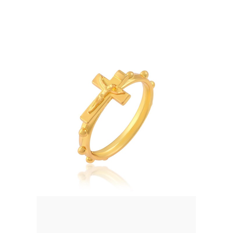 Brass Goldplated Christian spiritual Jesus Crucifix Cross Fingerring Jewellery Men Women
