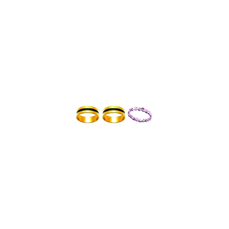 Dynamic Retail Global Set of 3 Rings for Men & Women, Yellow-Purple Alloy Ring ()