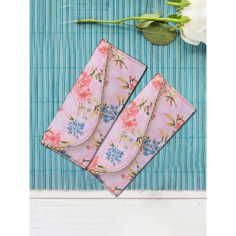 Kuber Industries Set Of 6 Floral Printed Leather Shagun Money Envelopes With Button
