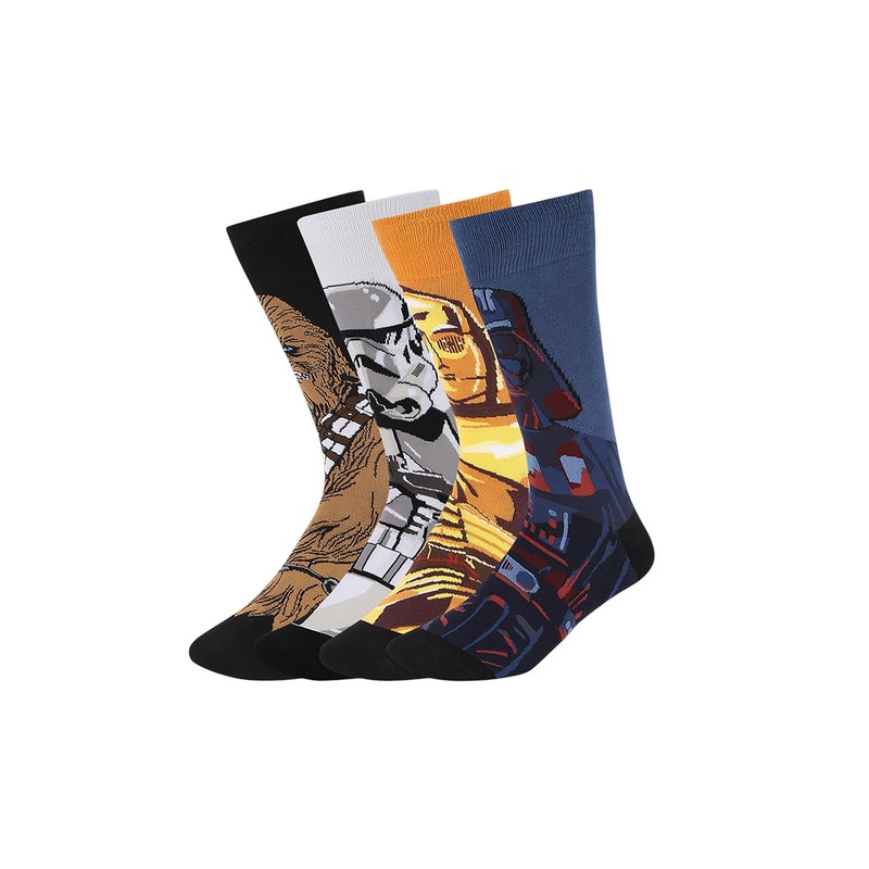 Socksxpress Men Pack of 4 Assorted Star Wars Calf-Length Socks