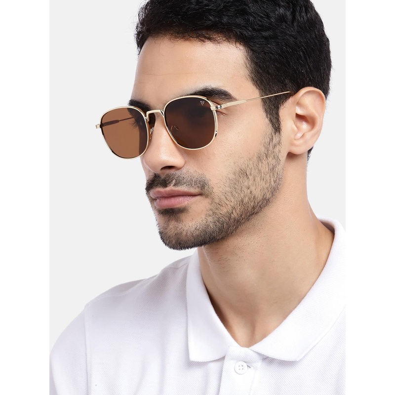 Voyage Unisex Brown Lens & Gold-Toned Square Sunglasses with UV Protected Lens 2036MG2974