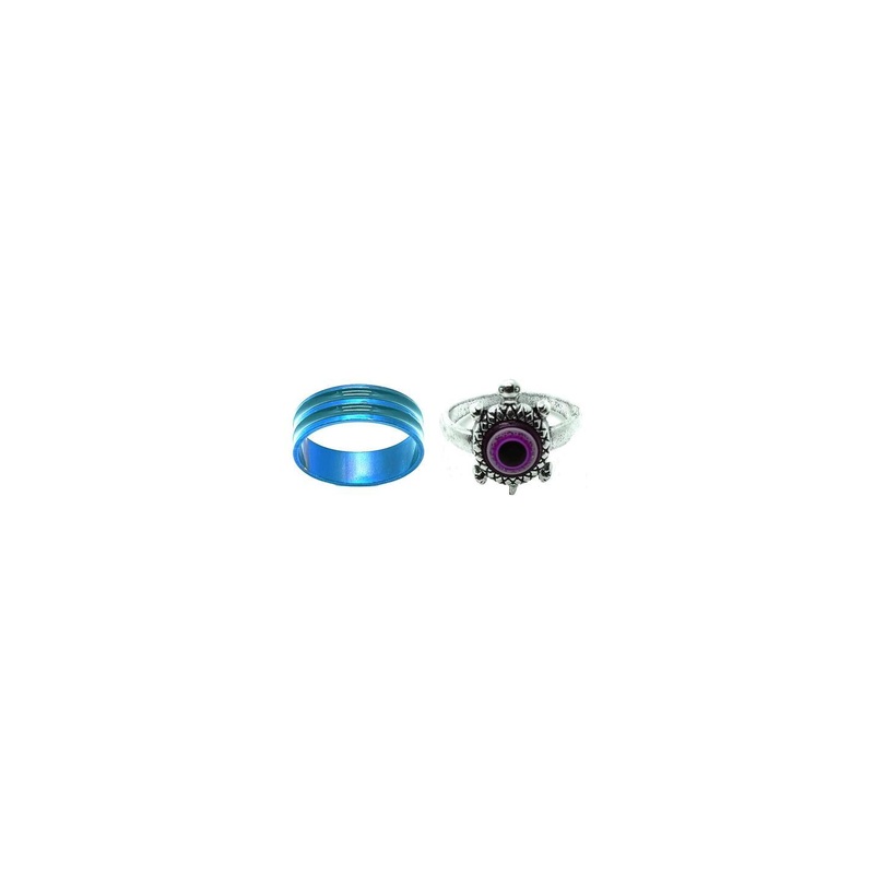 Dynamic Retail Global Set of 2 Rings for Men & Women, Blue-Purple Alloy Ring ()