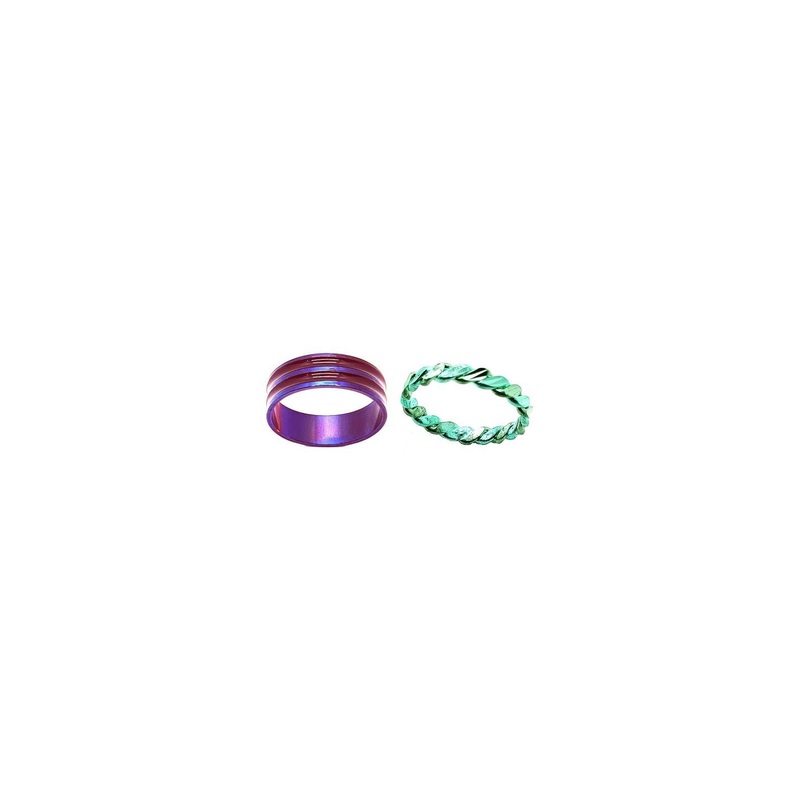 Dynamic Retail Global Set of 2 Rings for Men & Women, Purple-Green Alloy Ring ()